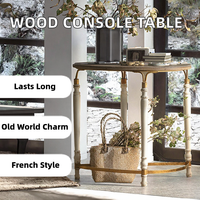 Table console en bois massif de style campagnard français avec cadre en métal design antique durable pour meubles de chambre à coucher à domicile