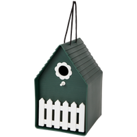 Rumah Burung Plastik untuk Digantung, 20 X 15 Cm, Beige, Kotak Sarang Burung dengan Tempat Bertengger Kecil, Dekorasi Taman, Tempat Makan Burung