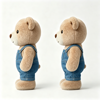 Ours en peluche personnalisé, mignon et doux, avec salopette en jean bleue, jouet en peluche confortable