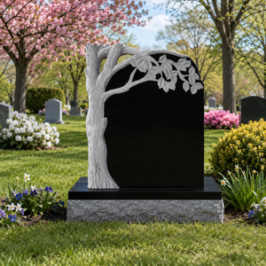 Lápida de granito estilo europeo con diseño de árbol para cementerio, monumento tradicional - Product Image 5