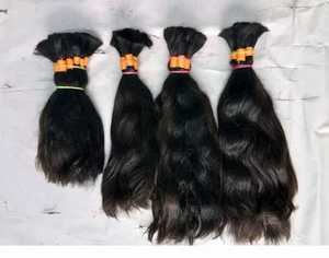 Extensions de cheveux brésiliens non-Remy, vierges, en vrac, à double trame, pré-collées, pointes pleines, ondulations profondes, noir naturel, non traitées chimiquement - Product Image 2