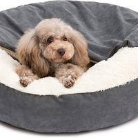Offre Spéciale : Lit pour animaux de compagnie de luxe, orthopédique, en tissu Oxford, avec couverture à capuche, chaud, lavable, résistant à l'eau et à la saleté, type grotte, petit modèle