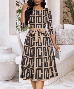 Abiti da donna midi a trapezio per la chiesa, vestito svasato con <span class=keywords><strong>maniche</strong></span> a <span class=keywords><strong>3</strong></span>/<span class=keywords><strong>4</strong></span> per feste - Product Image 4