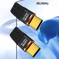 Cable de Extensión USB 4 de 40 Gbps, Cable Plano Corto, Carga Rápida de 240 W, Transmisión de Datos, Cable USB-C, Conexión de Video de 8K a 60 Hz