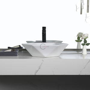 Vasque hexagonale de salle de bain, lavabo en céramique mince, lavabo artistique pour lavage des mains - Product Image 4