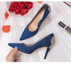 Bride Chaussures a Talons Vert Tacones De Mujer Bling Rhinestone Elegant Women Wedding High Heels for Ladies Pumps <b>Shoes</b> - Product Image 4