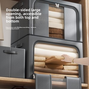 <strong>Wardrobe</strong> Storage <strong>Box</strong> Thickened Fabric Laminated Household Foldable Large Capacity Quilt Clothes Organizer <strong>Box</strong> Dustproof - Product Image 1