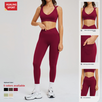 Ensemble de tenue de yoga sans couture 2 pièces pour femmes, soutien-gorge de sport à dos ouvert en nylon et spandex et leggings pour la salle de sport, la course à pied et la remise en forme