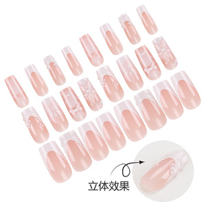 Lot de 24 faux <span class=keywords><strong>ongles</strong></span> à presser style français avec colle, en ABS, forme stiletto ou amande, personnalisables - Product Image 5
