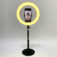 Support de disque pour anneau lumineux LED |   Lampe à selfie de 13 pouces pour le maquillage et le streaming |   Hauteur réglable, matériau ABS, 15W, température de couleur 3200K-9999K