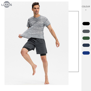 Pantalones Cortos Deportivos Transpirables de Secado Rápido para <span class=keywords><strong>Hombre</strong></span>, Personalizados, para Correr al Aire Libre, de Nailon y Elastano, Casuales, para Gimnasio, 2 en 1 - Product Image 3
