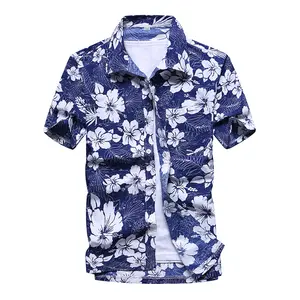 Camisa havaiana de praia subolmação regular, botões de roupas para homens, estilos de camisas masculinas de 100 algodão