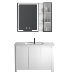 Nouvelle armoire de salle de bain en aluminium avec lavabo intégré sans joint, armoire de salle de bain sur pied - Product Image 5