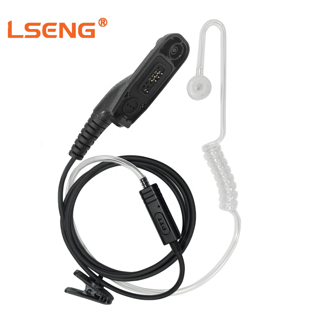 Walkie Talkie Earpiece Built PTT Transparent Coiled Acoustic Tube Earbuds PU Material Multi-pin Connector for Motorola XiR P8268