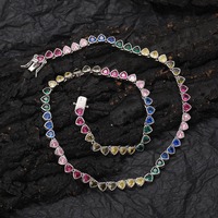 Collier tennis tendance en laiton de 5 mm incrusté de zircon coloré, style hip-hop européen et américain, cadeau de vacances pour couple