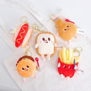 Llavero de peluche con forma de <span class=keywords><strong>hamburguesa</strong></span>, patatas fritas y pan, muñeco de juguete mini para máquina de garras - Product Image 1