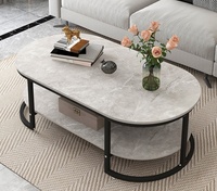 Table basse ovale en MDF italienne bon marché YOUTAI, meubles de salon, tables basses à double niveau avec rangement