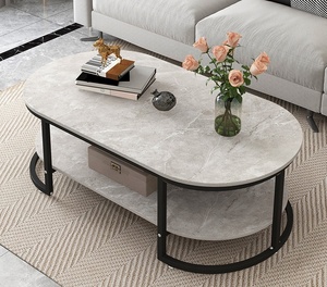<span class=keywords><strong>Table</strong></span> <span class=keywords><strong>basse</strong></span> ovale en MDF italienne bon marché YOUTAI, meubles de salon, tables basses à double niveau avec rangement - Product Image 5
