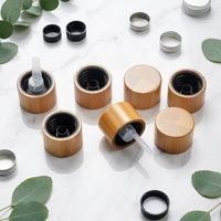 Bouchon à vis en bambou naturel avec insert compte-gouttes, couvercle écologique pour flacons d'huiles essentielles et de sérums, tailles 18 mm disponibles