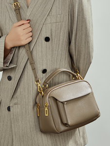 Sac fourre-tout décontracté en faux daim taupe, sac à bandoulière, sac à main zippé, sac sous le bras pour les trajets quotidiens - Product Image 4