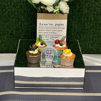 Présentoir carré en acrylique miroir argenté écologique pour buffet, support à desserts, carton pour mariage, banquet, pause thé
