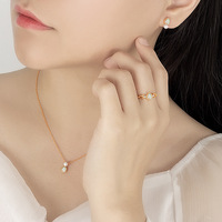 Ensemble de bijoux pour femmes en gros, 3 pièces, plaqué or, avec zircon vert clair en forme de goutte, collier, boucles d'oreilles et bague