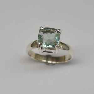 Bague en argent sterling 925 avec améthyste verte et pierres précieuses Bague en argent en forme de coussin naturel pour les occasions de fête - Product Image 2