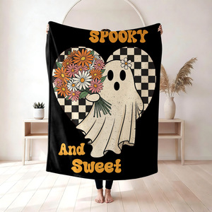 Manta de Franela con Diseño de Fantasma de Dibujos Animados, Ligera y Resistente a la Decoloración, para Siesta en Casa u Oficina, con Impresión Personalizada - Product Image 4
