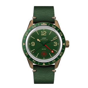 Reloj GMT de 40 mm con Segundo Huso Horario, Reloj de Bronce CuSn8 con Pátina, Cristal de Zafiro Ultraabombado con Forma de Caja y Revestimiento Antirreflejos - Product Image 1