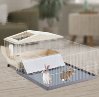 Cage d'habitat en forme de maison pour petits animaux pour cochons d'inde et clapier à lapins avec stylo de jeu intégré pour animaux de compagnie