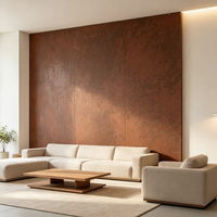 Pannello decorativo da parete in cemento con finitura in rame color ruggine e placcatura in oro, stile moderno, di grandi dimensioni 1200 * 3000 mm.