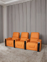 Sofá Moderno de Lujo Reclinable de Tres Plazas para Cine en Casa, Muebles de Cuero VIP con Iluminación LED, Madera Extensible y Función de Masaje