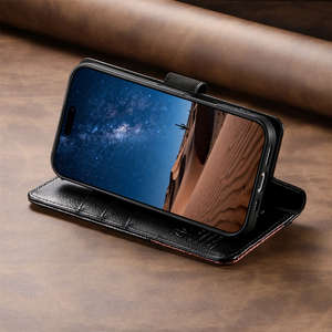 Étui portefeuille magnétique en cuir PU pour téléphone portable avec porte-cartes et bracelet court motif cœur pour 17 Pro Max 16 - Product Image 3