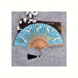 Hand Fan with Bamboo Handle Custom Printed Large Folding <b>Gift</b> Business Folk Customize Customizable Art Fan - Product Image 1