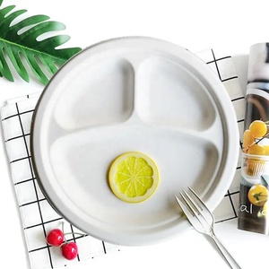 Offre Spéciale 2024 Écologique Jetable Accueil Dîner Rond 3 Compartiment Canne à Sucre Bagasse Plaque De Pâte - Product Image 6