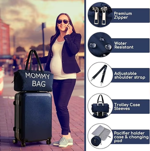 Ensemble de sacs de voyage pour maman avec plusieurs pochettes coussin à langer porte-sucette parfait cadeau de douche de bébé - Product Image 5