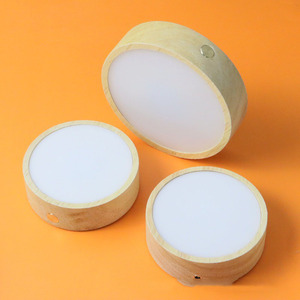 Round Solid Wood <b>LED</b> Night Light Base 10x10x3cm Rechargeable <b>Diffuser</b> For DIY Aromatherapy - Product Image 3