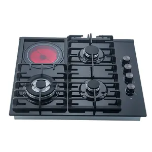 Household 4 Burners Gas Cookers Stove Durable Kitchenware Tempered Glass Gas Cooker Stove