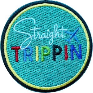 แผ่นปักลาย Straight Trippin ขนาด 3 นิ้ว แบบรีดติดหรือเย็บติด สำหรับตกแต่งกระเป๋าเดินทาง - Product Image 1