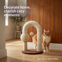 Poteau à gratter pour chat arqué DIY en corde de sisal tricotée, arbre à gratter durable et résistant aux rayures, planche d'escalade, style simple 43/44 pouces
