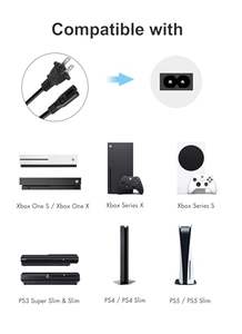 Кабель питания для PS5, PS4, PS3 Slim, <span class=keywords><strong>Xbox</strong></span> One S/X, <span class=keywords><strong>Xbox</strong></span> Series S/X, PlayStation 5, 4, универсальный, 2-контактный, замена шнура питания - Product Image 2