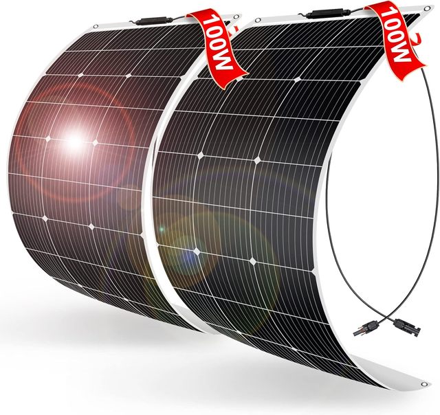 AISmartlink 200W (2*100W) Flexible Solar Panels 18V 9BB Monocrystalline for 12V Battery Charging, Semi-Flexible ETFE