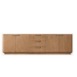 Buffet/Credenza/Meuble de rangement 4 portes et 3 tiroirs en bois de chêne naturel style Mid-Century de qualité supérieure Anchor Home pour salon, personnalisable OEM/ODM - Product Image 4