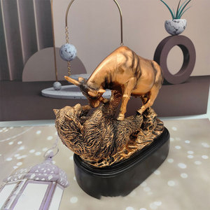 Scultura creativa di orso toro in bronzo per gli uomini regalo per gli appassionati del mercato azionario ufficio da scrivania decorazioni in resina portafortuna - Product Image 2