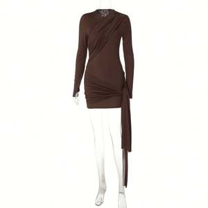 Abito da <span class=keywords><strong>Donna</strong></span> a Maniche Lunghe in Due Colori, Vestito Casual Aderente Mini, Taglie S-L - Product Image 4