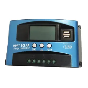 MPPT-controlador de carga Solar 100A, regulador de energía Solar 12V 24V, pantalla LCD automática Dual USB, descargador para sistema fuera de red