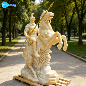 Statua Antica di Grandi Dimensioni, Famosa Scultura in Marmo di Soldato a Cavallo, Realizzata a Mano su Misura per Giardini Esterni, Templi e Paesaggi - Product Image 5
