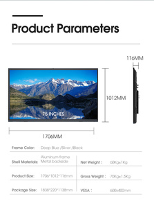กระดานอัจฉริยะแบบดิจิทัล LCD ขนาด 55 65 75 85 98 110 นิ้ว ความละเอียด 4K สำหรับโรงเรียน พร้อมปากกาสัมผัสและระบบสัมผัสหน้าจอแบบอินเทอร์แอคทีฟ - Product Image 4
