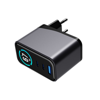 Charger Dinding Cepat Multifungsi 3 in 1 Tipe-C 67W Layar TFT GaN PD Pengisian Cepat USB-A 30W Colokan US EU untuk Ponsel, Laptop, dan Tablet