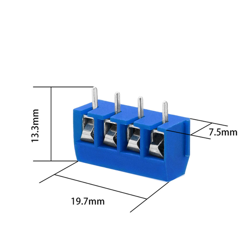 100pcs 5mm 2-Pin PCB Mount Screw Terminal Block - Circuit Board Screw Clamps Connector Blauw 300v 15a - View #4